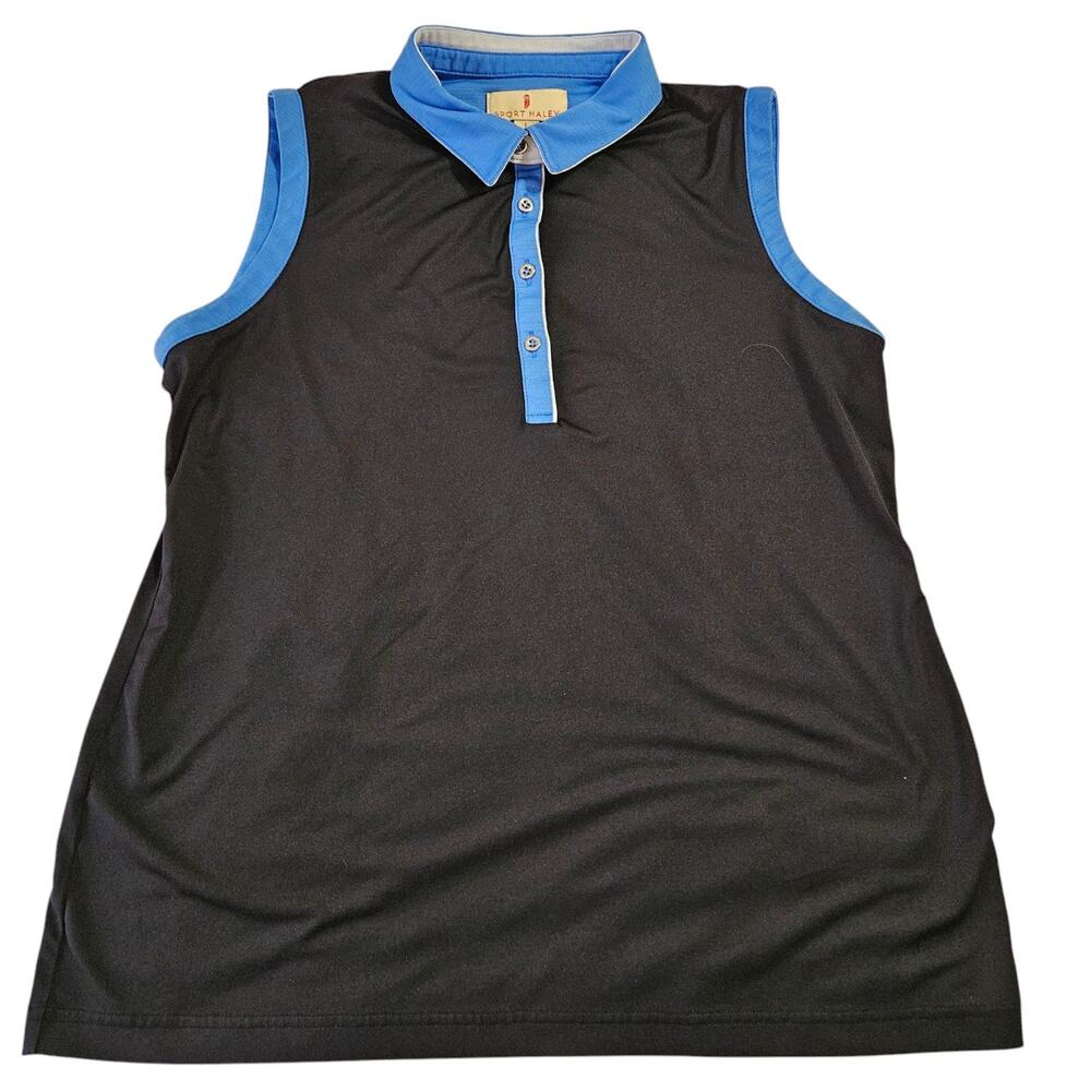 Sport Haley Women's Golf Polo Shirt Size Large Sleeveless Black 4 Button Stretch